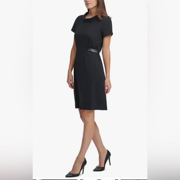 KARL LAGERFELD PARIS NWT ROLL COWL NECK SHIFT DRESS - Picture 3 of 10